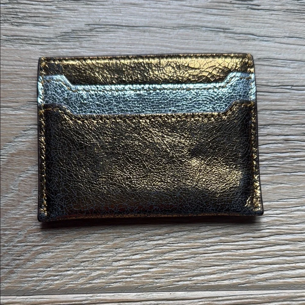 J. Crew Bronze and Silver Credit Card Holder Distressed Leather